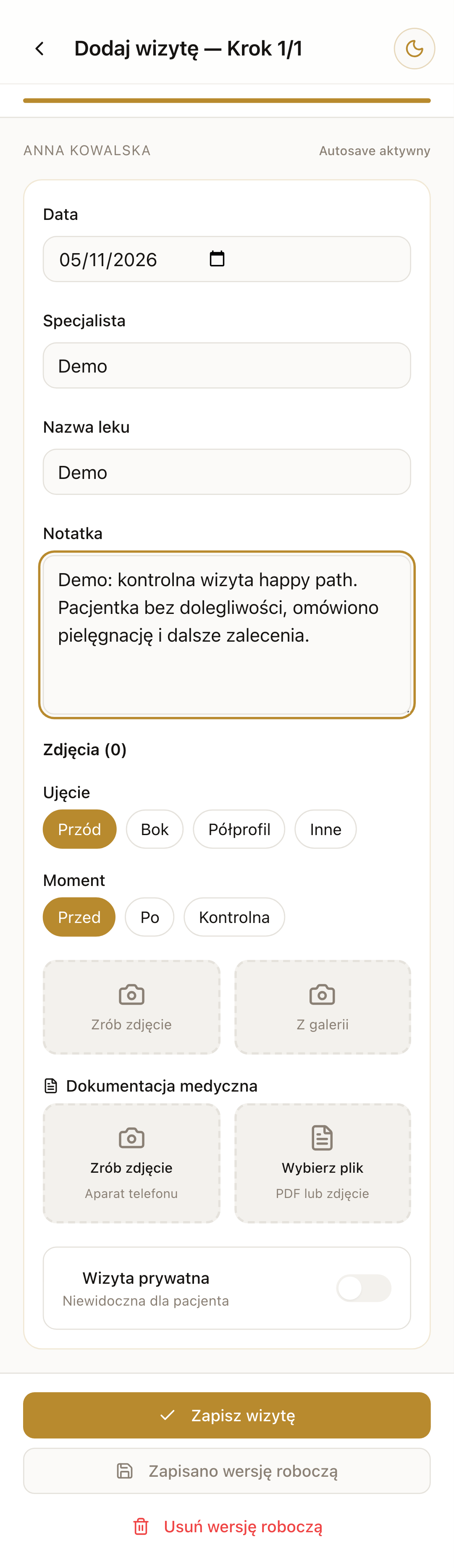 Wizyta uzupełniona